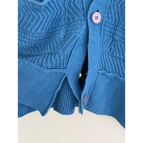 Vintage 1990s Stella McCartney Cerulean Blue Peplum Cardigan Short Sleeve Sz 40